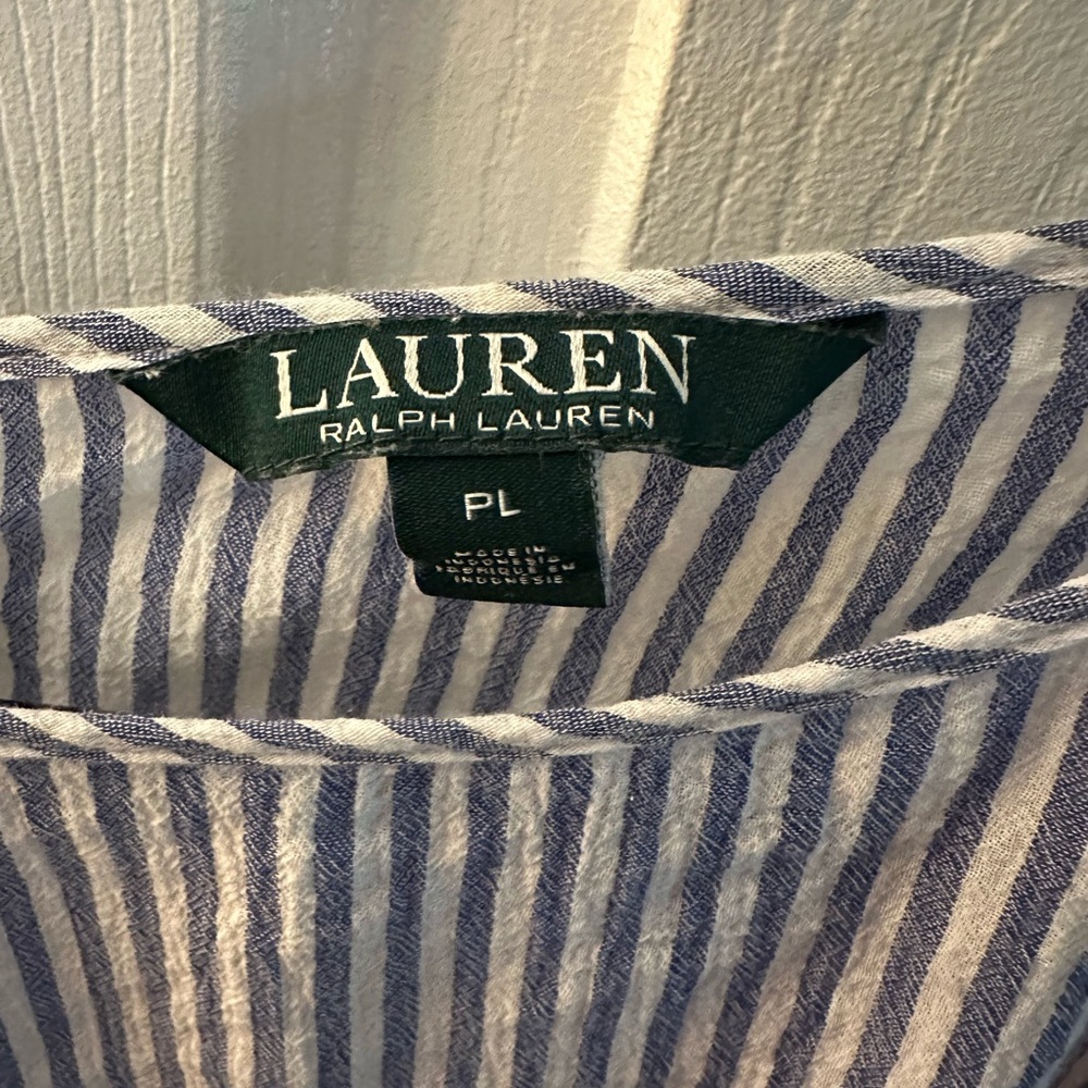 Lauren Ralph Lauren Blue and White Striped Top